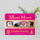 Carte De Vœux En Aluminium Interfaith 4 Photo Simple Trendy Pink Gold (Debout devant)