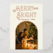 Carte De Vœux En Aluminium Ivoire moderne & Rose Gold Photo de Noël (Recto)