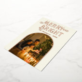 Carte De Vœux En Aluminium Ivoire moderne & Rose Gold Photo de Noël (Rotation)