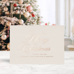 Carte De Vœux En Aluminium Ivory Rose Gold Christmas Card