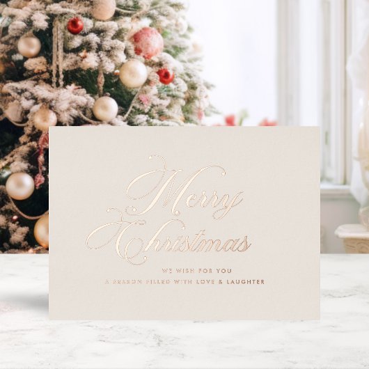 Carte De Vœux En Aluminium Ivory Rose Gold Christmas Card