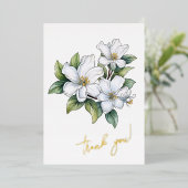 Carte De Vœux En Aluminium Jasmine Flower "Merci !" Modifiable (Debout devant)