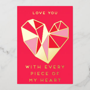 Carte De Vœux En Aluminium Je t'aime avec chaque morceau de mon coeur