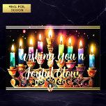 Carte De Vœux En Aluminium Je vous souhaite une Aquarelle Joyeuse Menorah<br><div class="desc">Je vous souhaite une Aquarelle Joyeuse Menorah</div>