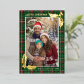 Carte De Vœux En Aluminium Jeu de Noël vert | Joyeuse photo de Noël (Debout devant)