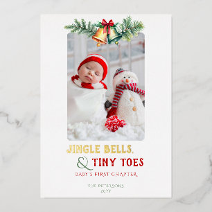 Carte De Vœux En Aluminium Jingle Bells Tiny Toes Photo Baby Faire-part