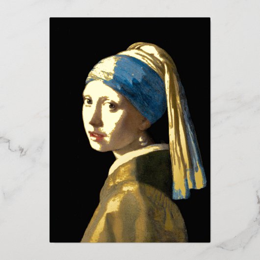 Carte De Vœux En Aluminium Johannes Vermeer - Fille avec une oreille perle (Recto)