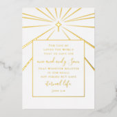 Carte De Vœux En Aluminium John 3:16 Scripture Christmas Photo Gold (Recto)