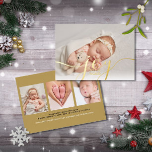Carte De Vœux En Aluminium Joie au Monde Bébé 4 Photo Or