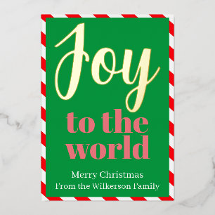 Carte De Vœux En Aluminium Joie au Monde Fête de Noël Menthe Poivrée