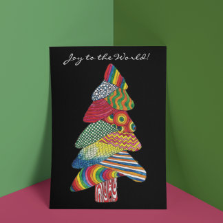 Carte De Vœux En Aluminium Joie au Monde Sapin de Noël Moderne