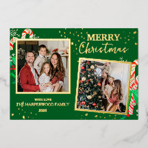 Joie de Noël Élégante Paillettes Dorées Multi Phot