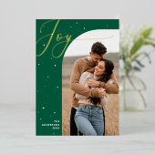 Carte De Vœux En Aluminium Joie de Noël Gold & Green | Photo de Famille Moder (Debout devant)