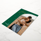 Carte De Vœux En Aluminium Joie de Noël Gold & Green | Photo de Famille Moder (Rotation)
