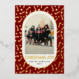 Carte De Vœux En Aluminium Joie de Noël photo arc-en-canne de bonbon rouge mo