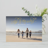 Carte De Vœux En Aluminium Joie élégante | Photo horizontale (Debout devant)