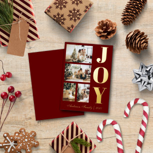 Carte De Vœux En Aluminium Joie moderne élégante Noël Quatre Script photo