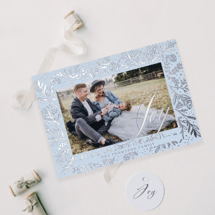 Carte De Vœux En Aluminium Joie Script Décoratif Floral & Foliage Cadre Photo