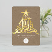 Carte De Vœux En Aluminium Joie tirée à la main Calligraphie Rustique Foliage (Debout devant)