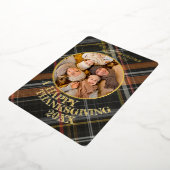 Carte De Vœux En Aluminium Joli Joyeux Thanksgiving Plaid Motif or (Rotation)