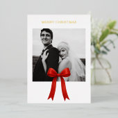 Carte De Vœux En Aluminium Joli Red Bow photo Joyeux Noël (Debout devant)