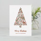 Carte De Vœux En Aluminium Joli sapin de Noël en feuillage d'hiver | Little D (Debout devant)