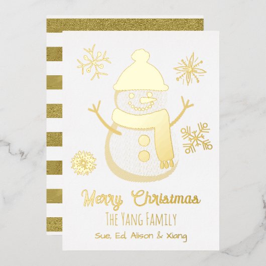 Carte De Vœux En Aluminium Joli Snowman personnalisé et photo (Recto/Verso)