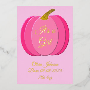 Carte De Vœux En Aluminium Jolie fille rose bébé Faire-part de naissance Citr