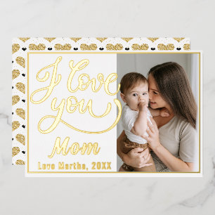 Carte De Vœux En Aluminium Jolie Je t'aime Maman Photo de la fête des mères 