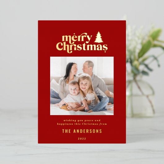 Carte De Vœux En Aluminium Jolie typographie de Noël (Debout devant)