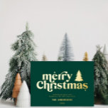 Carte De Vœux En Aluminium Jolie typographie de Noël non photo F<br><div class="desc">Jolie typographie graphique de Noël non photo carte de vacances. Avec du texte et des arbres dessinés à la main.</div>
