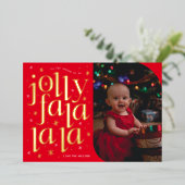 Carte De Vœux En Aluminium Jolly Fa La La La Whimsical Photo (Debout devant)