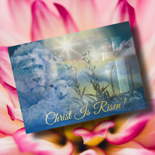 Carte De Vœux En Aluminium Jour de la résurrection Croix de l'agneau de Pâque