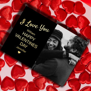 Carte De Vœux En Aluminium Jour de la Valentines photo moderne en noir et or