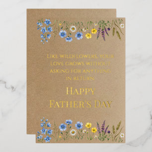 Carte De Vœux En Aluminium Jour du père Fleur sauvage Papier Kraft Rustique