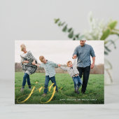 Carte De Vœux En Aluminium Joy Calligraphy Script Photo (Debout devant)