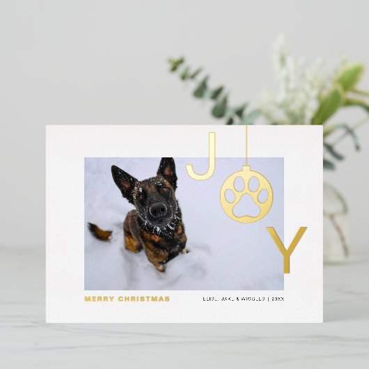 Carte De Vœux En Aluminium Joy Dog Photo Moderne (Debout devant)