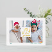 Carte De Vœux En Aluminium Joy Eleva Fun Elf & Santa Claus Casquette 2 Photo (Debout devant)