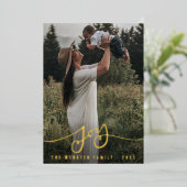 Carte De Vœux En Aluminium Joy Family Photo de Noël (Debout devant)