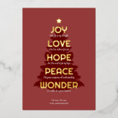 Carte De Vœux En Aluminium Joy Hope Love Peace Wonder Christian Christmas (Recto)