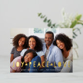 Carte De Vœux En Aluminium Joy Peace Love | Photo horizontale (Debout devant)