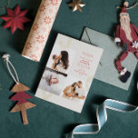 Carte De Vœux En Aluminium Joy Red Faire-part de naissance Gold Foil Holiday<br><div class="desc">Un design au moins élégant. Featuring 3 photos,  le mot JOY in gold foil stamped.</div>