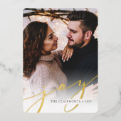 Carte De Vœux En Aluminium Joy Script | Élégant Noël vertical (Recto)