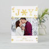 Carte De Vœux En Aluminium "Joy" Snowflakes Noël Photo Real (Debout devant)