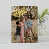 Carte De Vœux En Aluminium Joyeuse Année 4 Photo Vertical Métallisé Or (Debout devant)