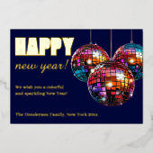 Carte De Vœux En Aluminium Joyeuse Année Boule à Facettes  (Recto)