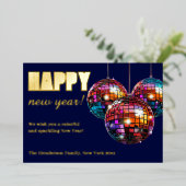 Carte De Vœux En Aluminium Joyeuse Année Boule à Facettes  (Debout devant)