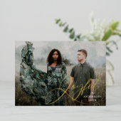 Carte De Vœux En Aluminium Joyeuse Elegance Script Photo (Debout devant)