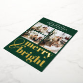 Carte De Vœux En Aluminium Joyeuse et brillante typographie Noël Timbre vert (Rotation)