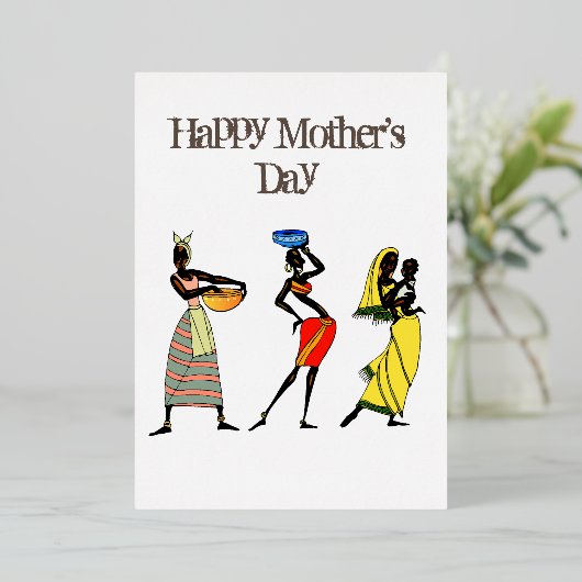 Carte De Vœux En Aluminium Joyeuse fête des Mères Afro-Américain (Debout devant)